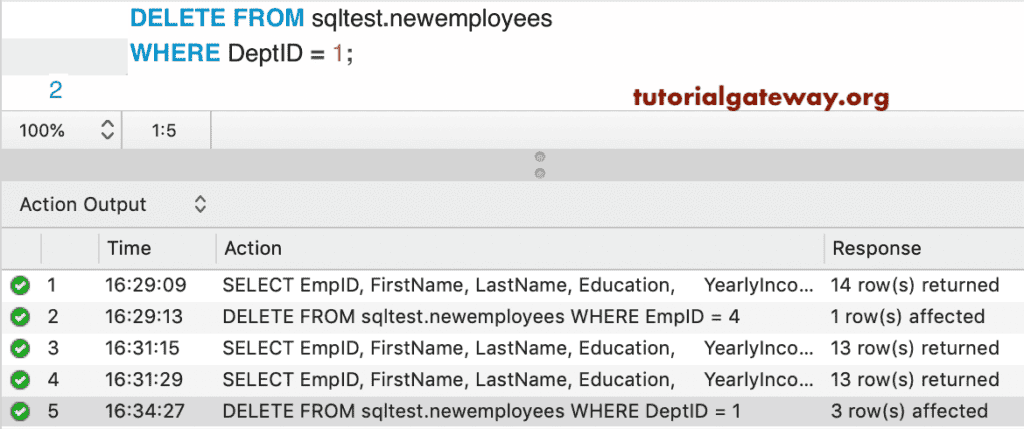 Delete multiple rows 5