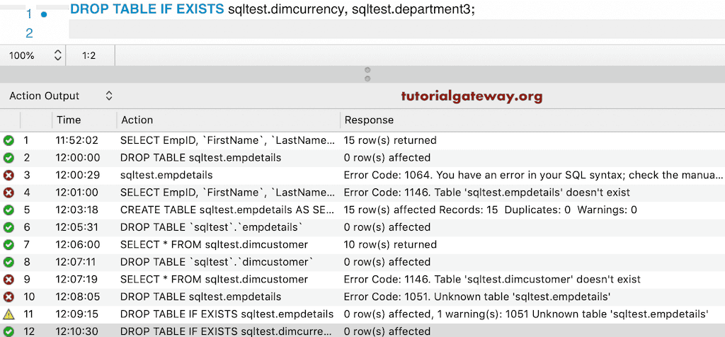 Drop Multiple Table 11