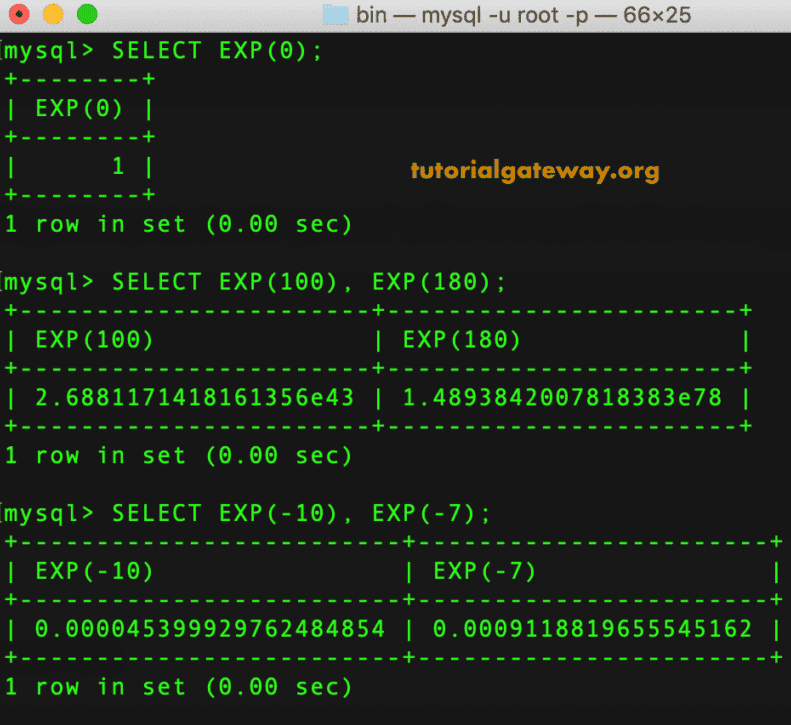 EXP Function Example 1