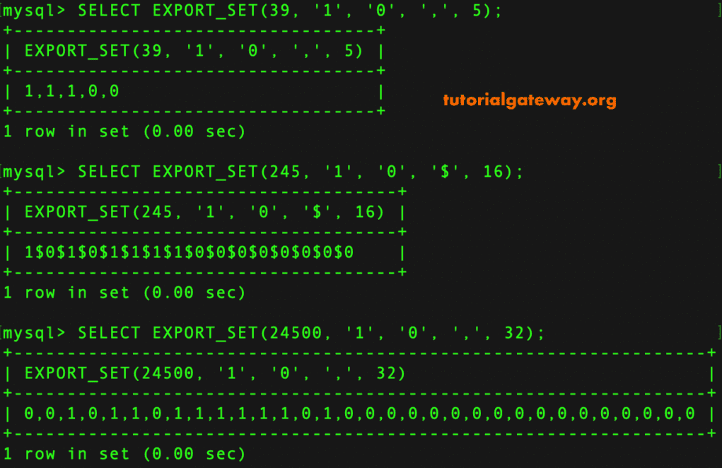 EXPORT_SET Example 2