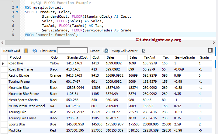 FLOOR Function Example 3