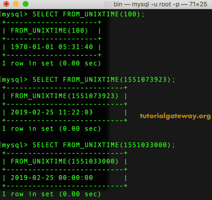 FROM_UNIXTIME Function Example 1