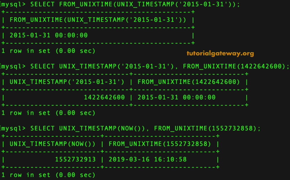 FROM_UNIXTIME Function 2
