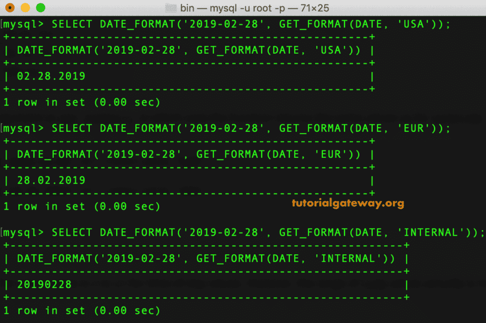 GET_FORMAT Example 1