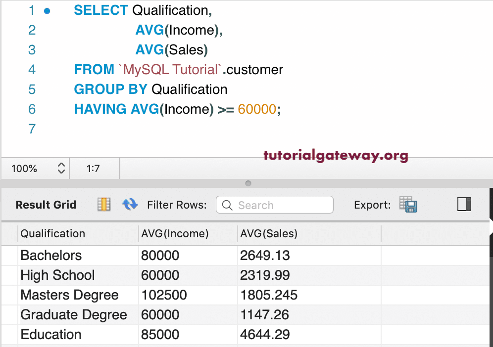 Group By HAVING Clause 3