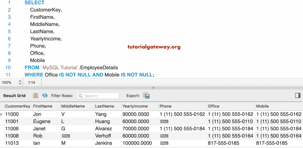 IS NOT NULL Operator 5
