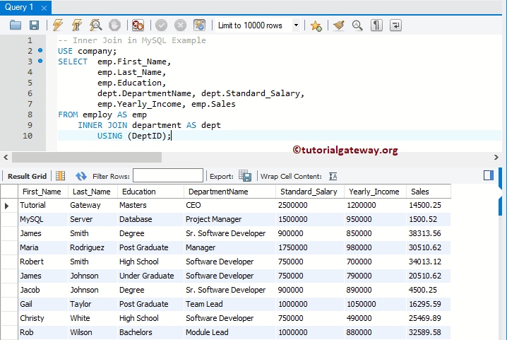 Inner Join USING Keyword 6