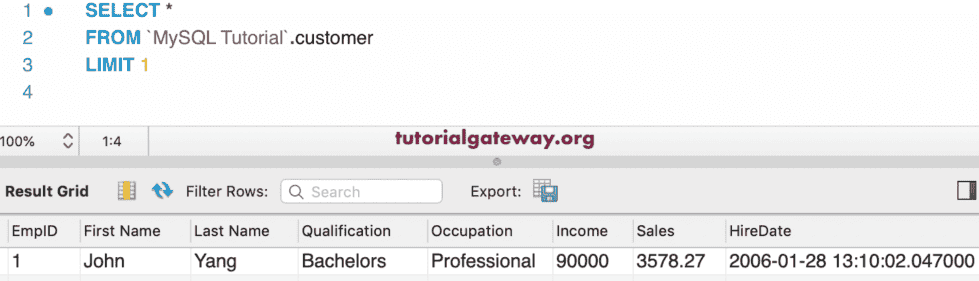Select 1 Record Example 2