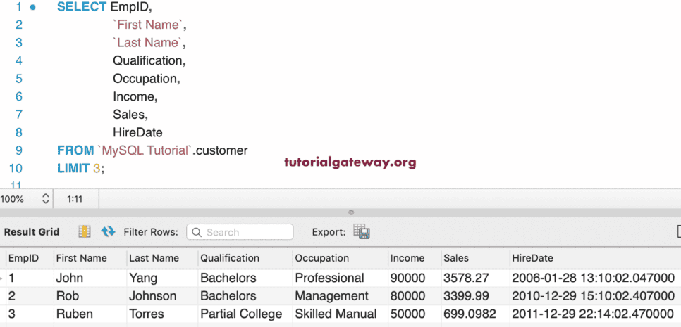 Select 3 Records Example 4