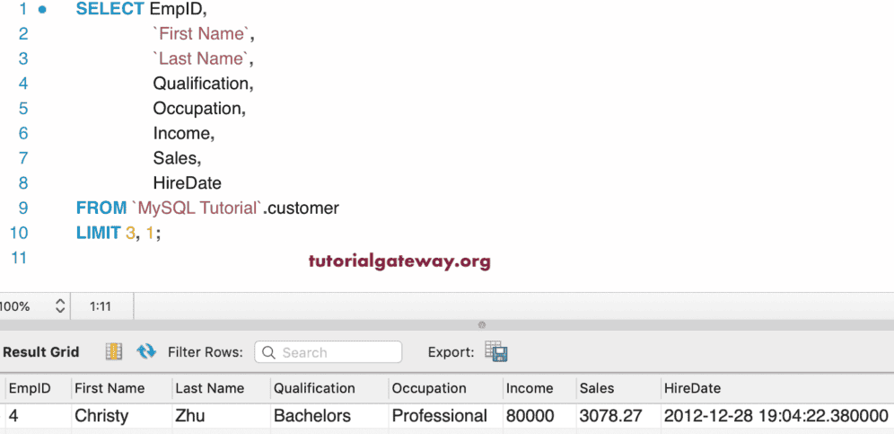 LIMIT Order by Offset 8