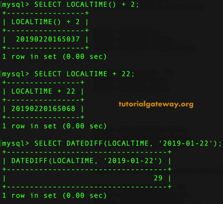 LOCALTIME Function 2