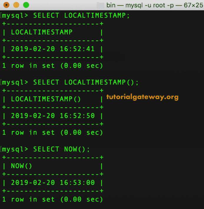 LOCAL TIMESTAMP Example 1