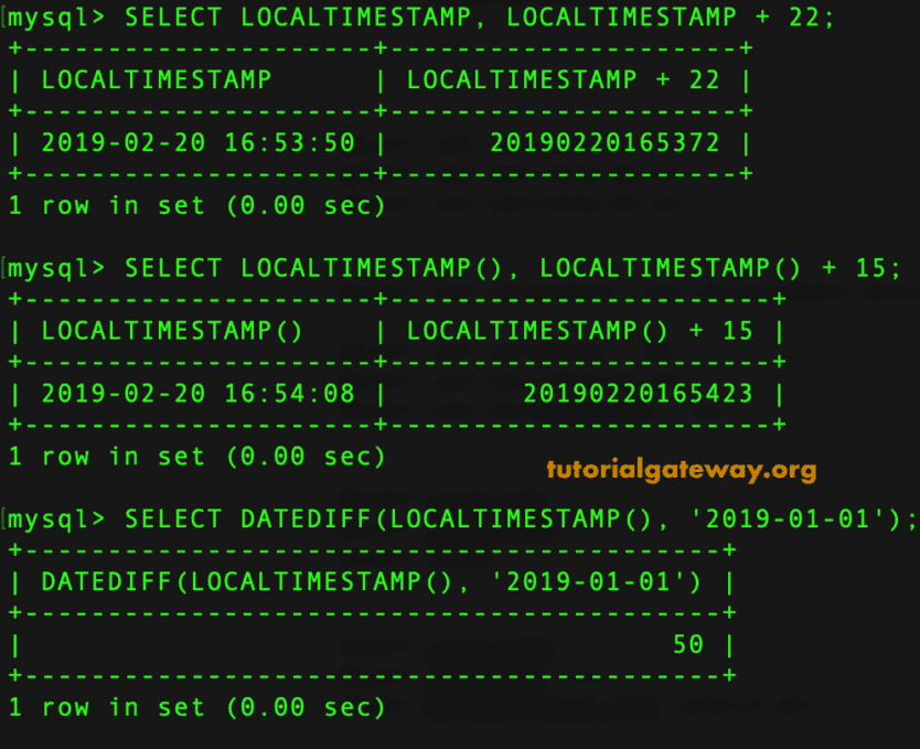 LOCALTIMESTAMP Function 2