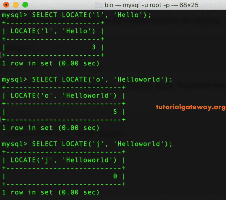 LOCATE Function Example 1