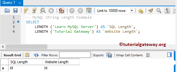 MySQL String Length Example 2