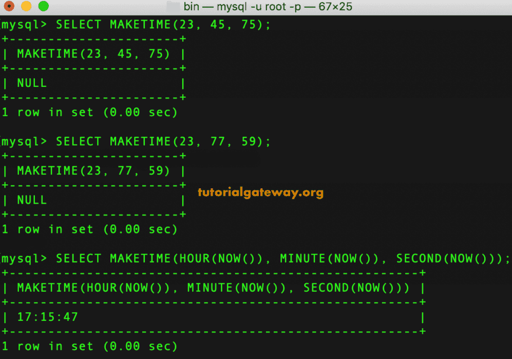 MAKETIME Function Example 2