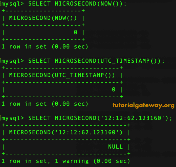 MICROSECOND Function Example 2