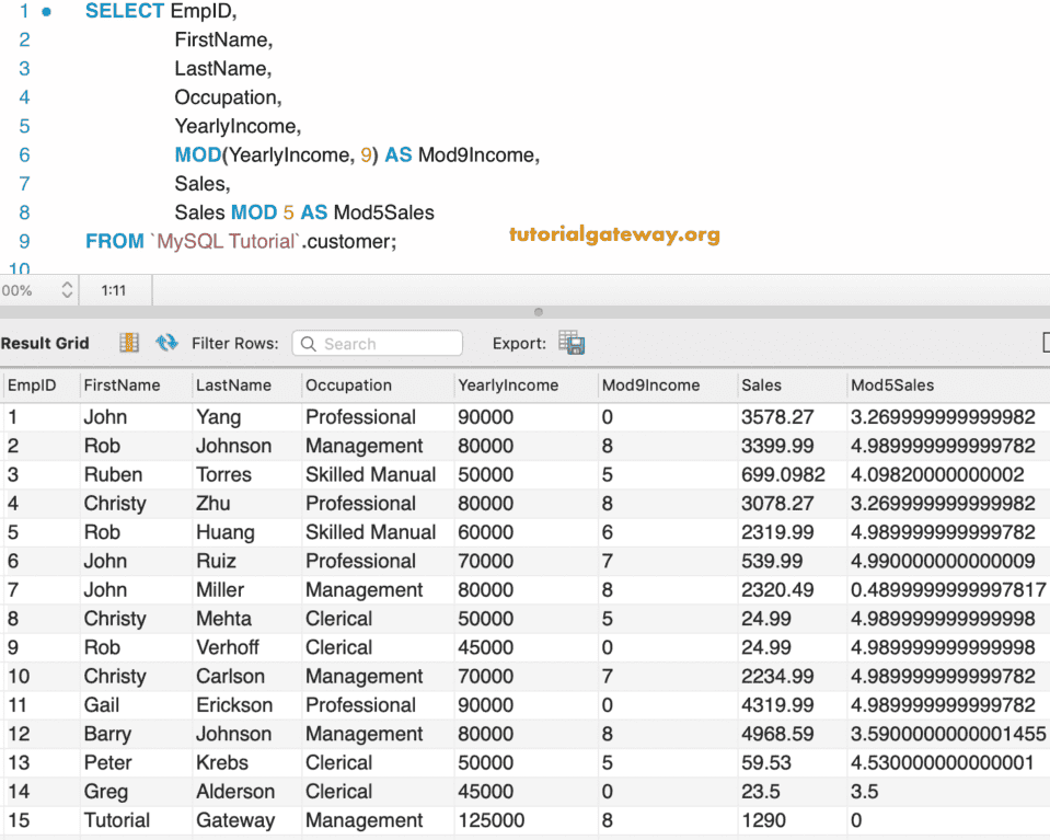 MOD Function Example 2
