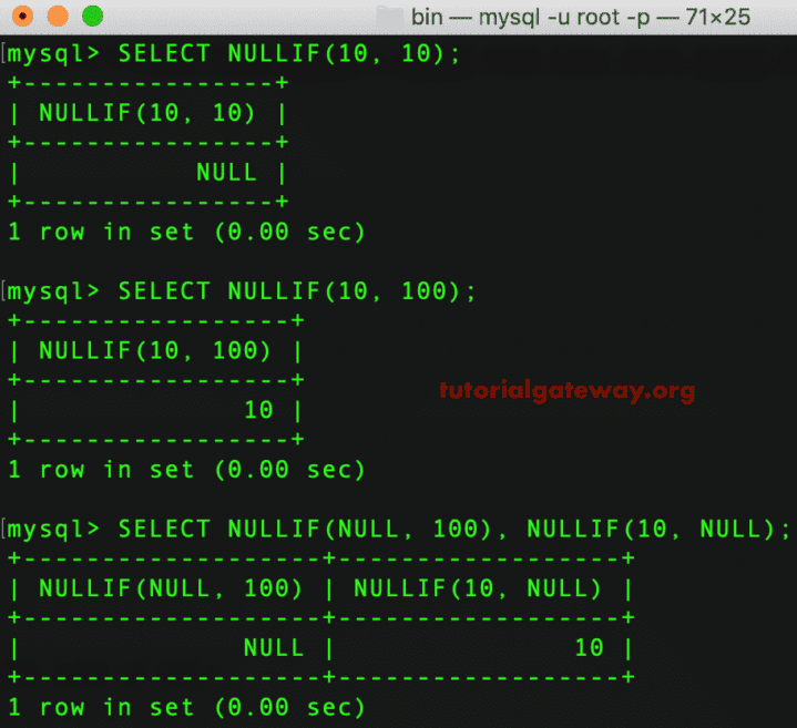 NULLIF Operator Example 1