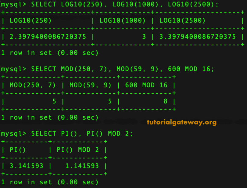 LOG, MOD, PI Examples 7
