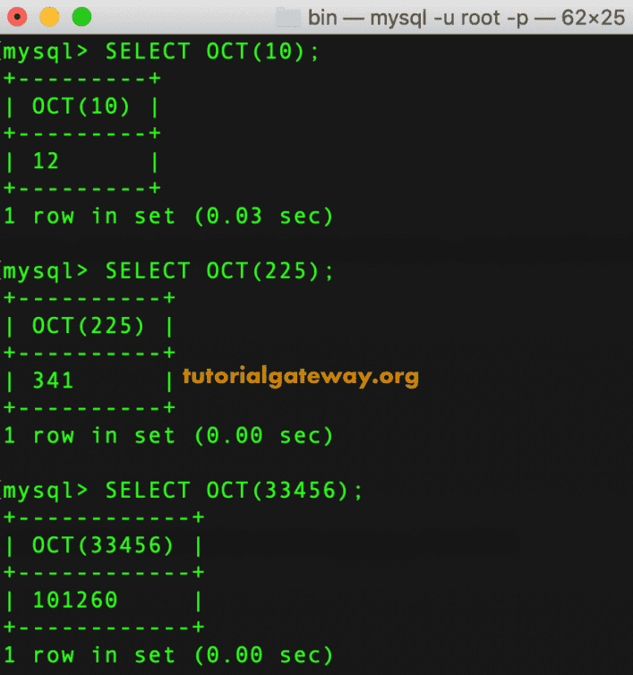 OCT Function Example
