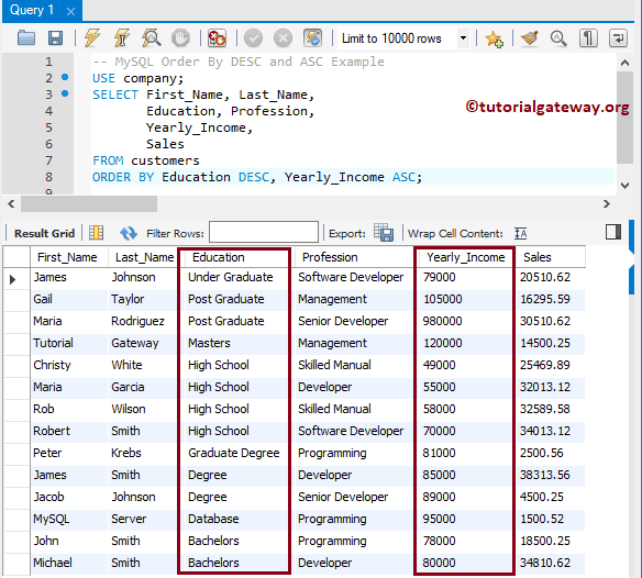 MySQL Order BY DESC and ASC 12