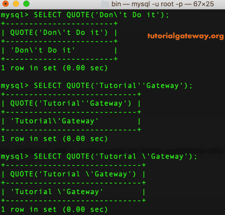 Quote Function Example 1