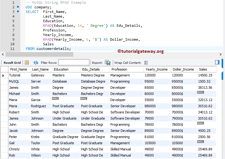 RPAD Function Example 2
