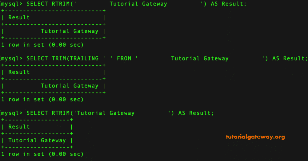 RTRIM Function Example 2