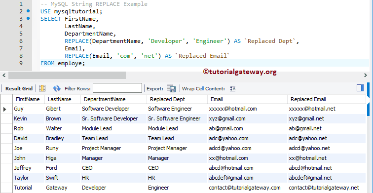 Replace String Function Example 2