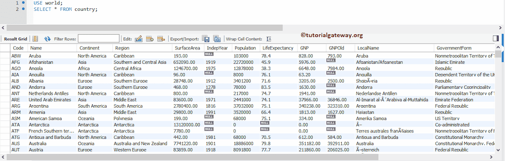 MySQL SELECT * Statement 3