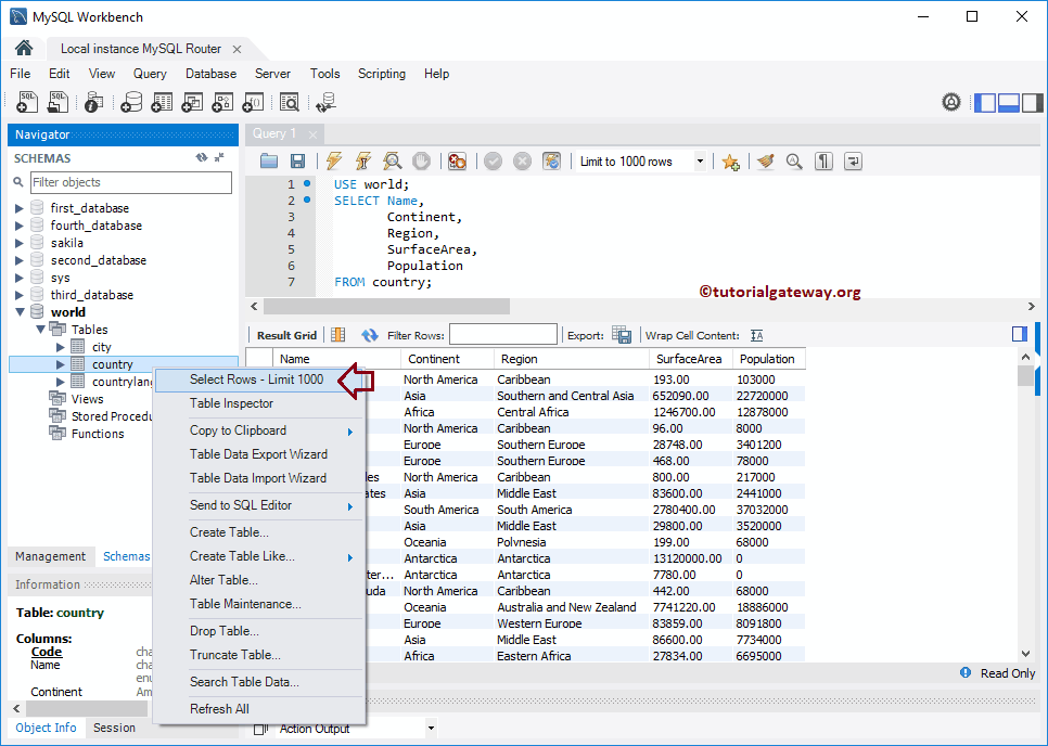 SELECT Statement Rows Limit 1000 option