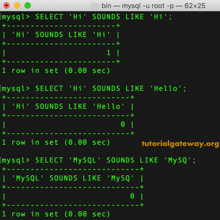 SOUNDS LIKE Function Example 1