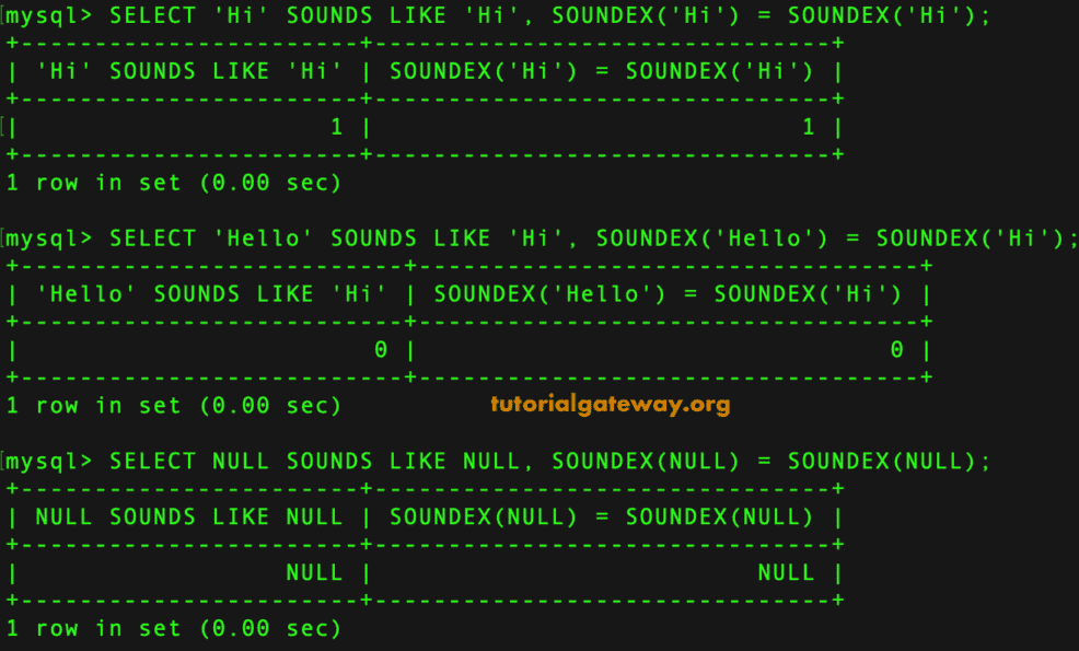 MySQL SOUNDS LIKE Function Example 2