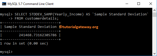 STDDEV_SAMP Example 1