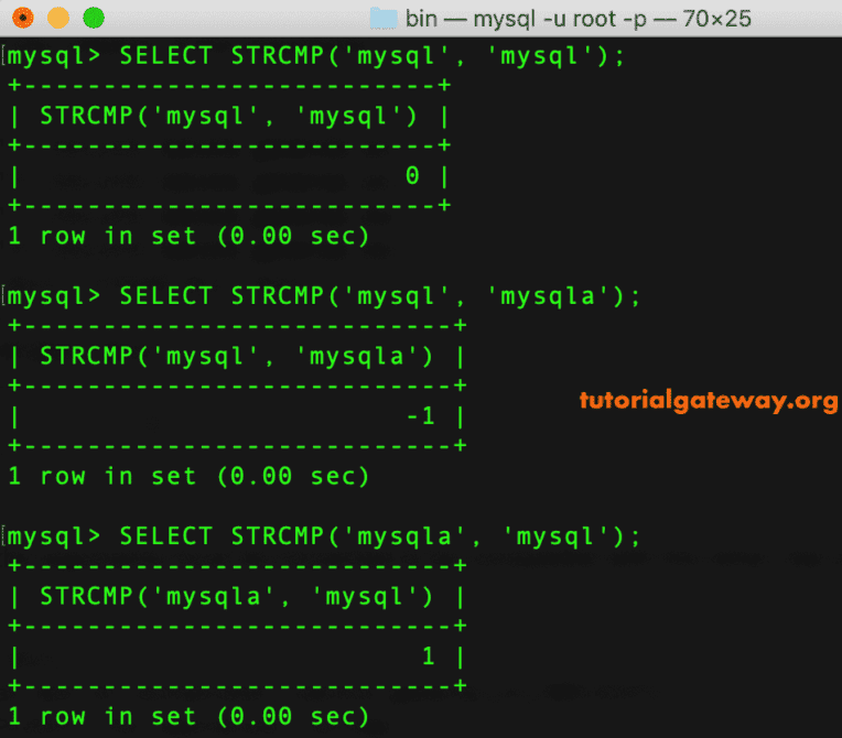 STRCMP Function Example 1