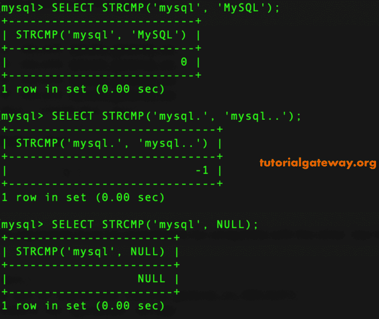 STRCMP Function Example 2