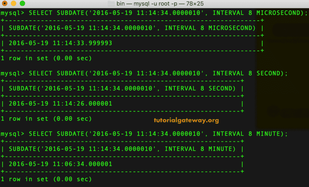 SUBTRACT DATES Example 1