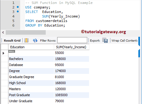 Group By SUM Example 2