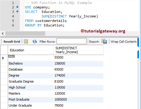 DISTINCT SUM Function Example 3