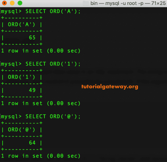 String ORD Function 1