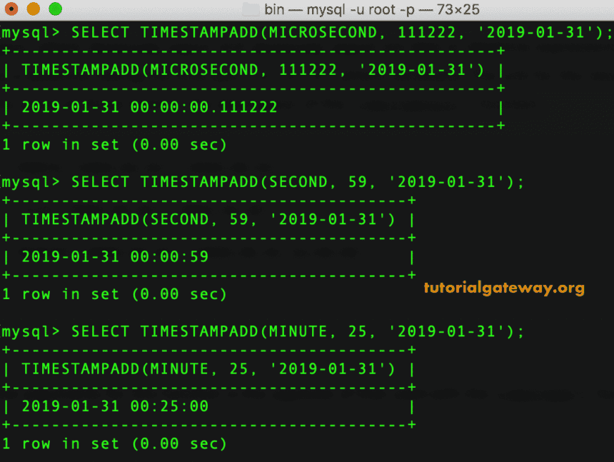 TIME STAMP ADD Example 1