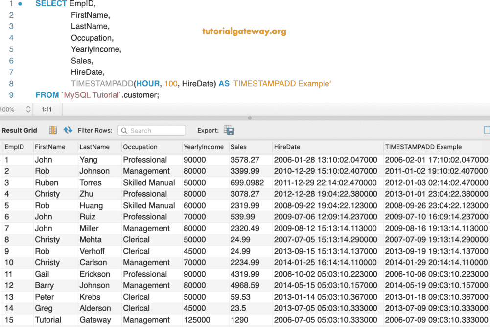 TIMESTAMPADD Function 3