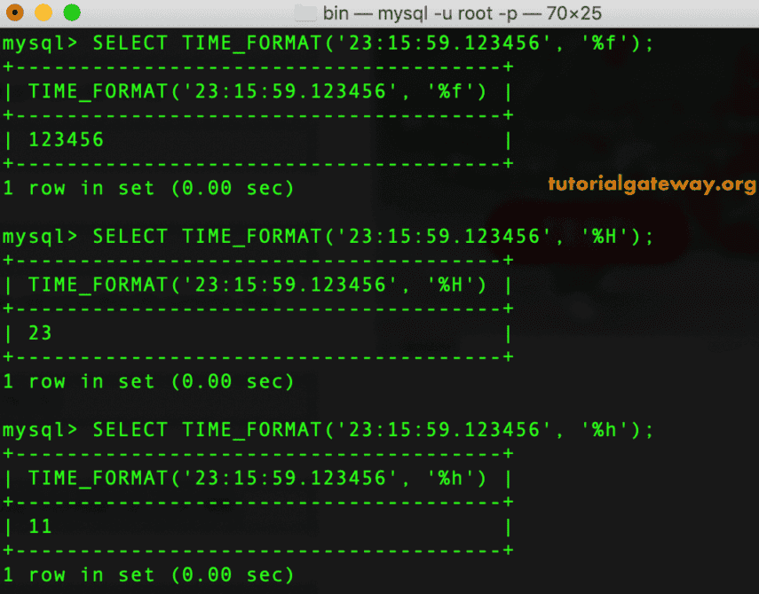 MySQL TIME_FORMAT Function 1