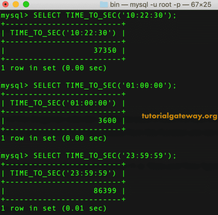 TIME_TO_SEC Example 1