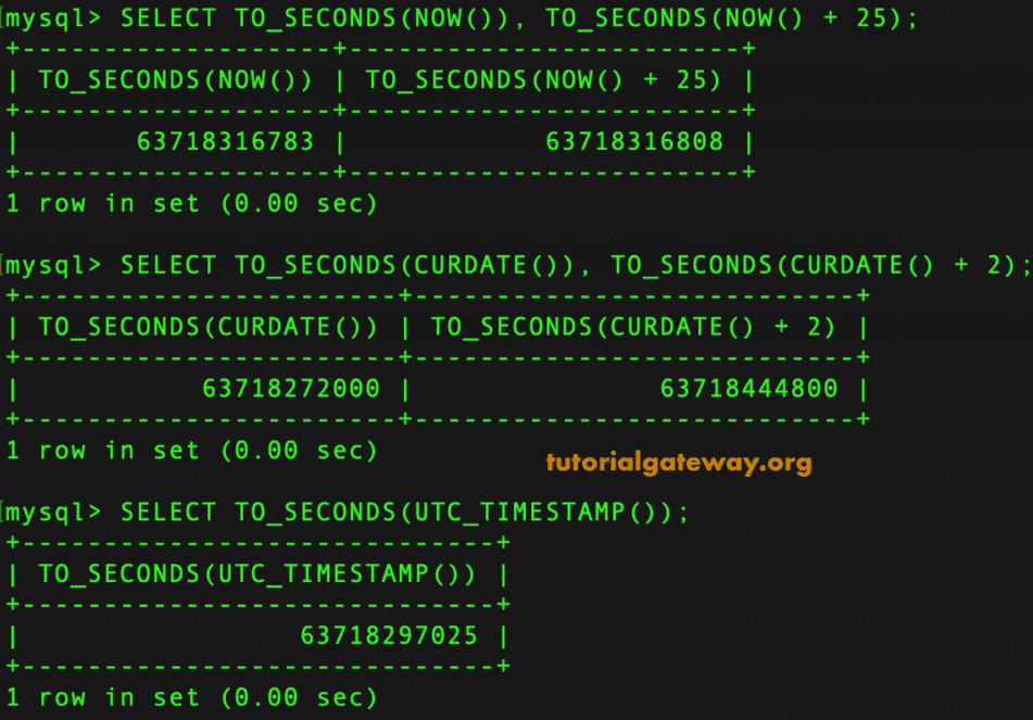 TO_SECONDS Function 2