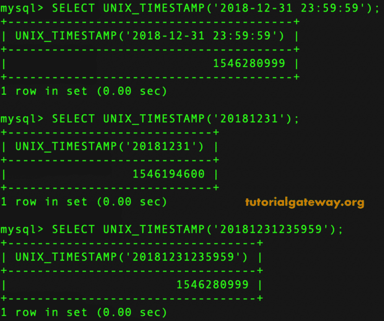 UNIX_TIMESTAMP Function 3