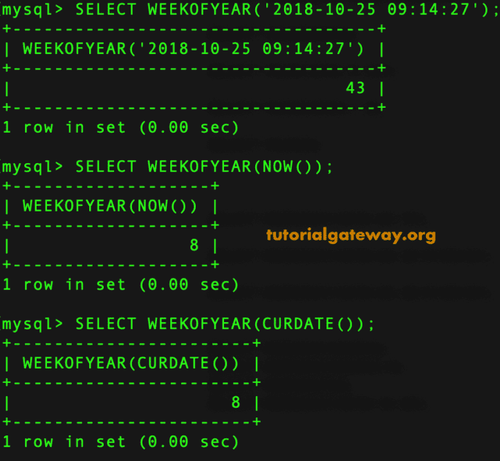 WEEK OF YEAR Function 3