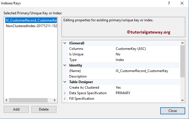 Non Clustered Index in SQL Server 17