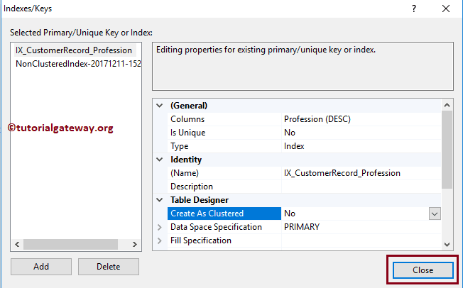 Set Create as Clustered Option to No 19